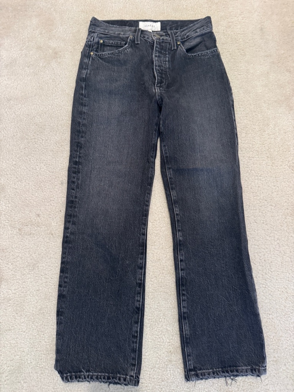 THE GREAT. Washed Black High-Rise Jeans